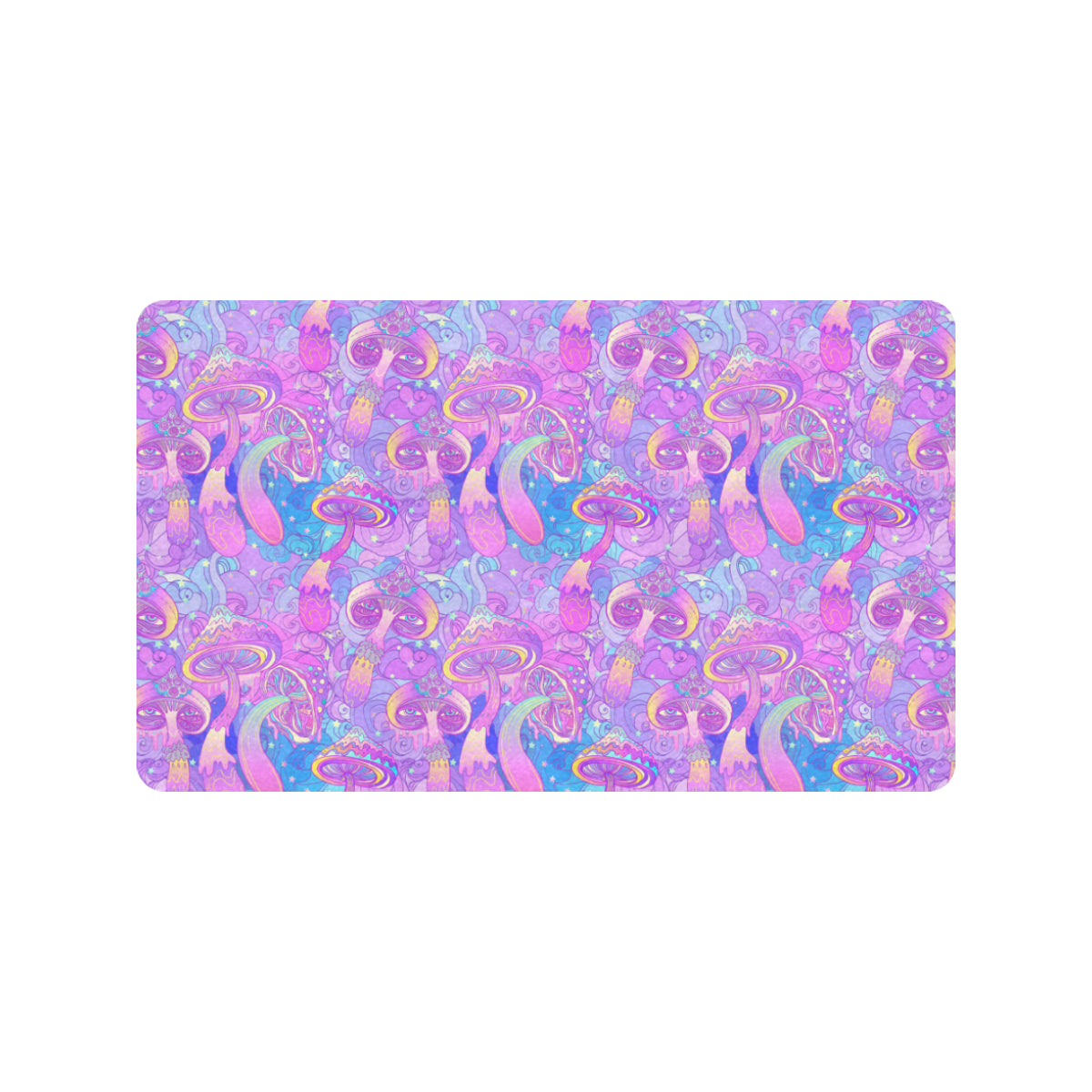Psychedelic Trippy Mushroom Print Rubber Doormat