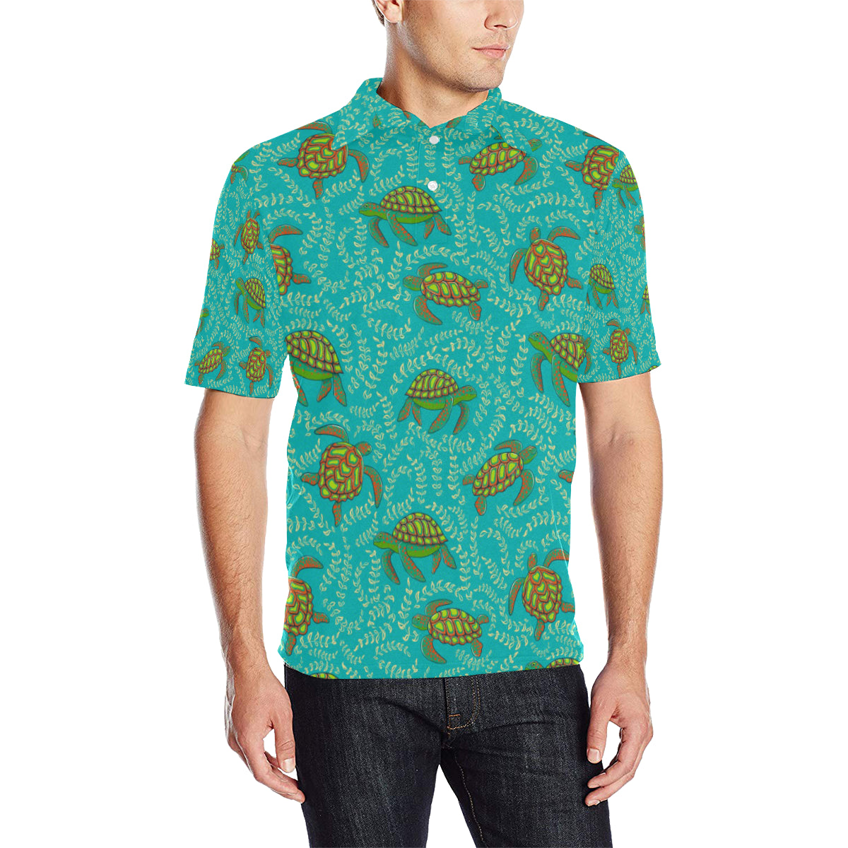 Sea Turtle Pattern Print Design T010 Men Polo Shirt