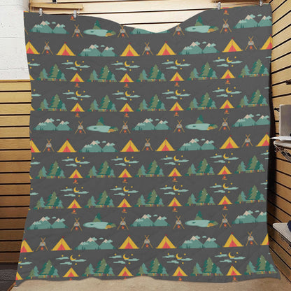 Camping Tent Pattern Print Design 03 Premium Quilt