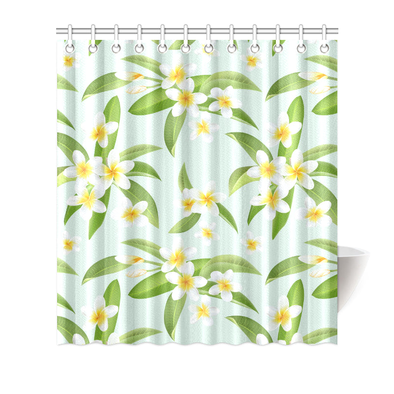 Yellow Plumeria Pattern Print Design PM024 Shower Curtain
