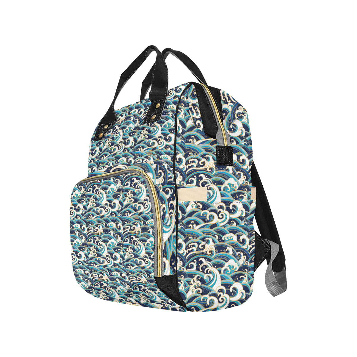 Surf Wave Pattern Diaper Bag Backpack