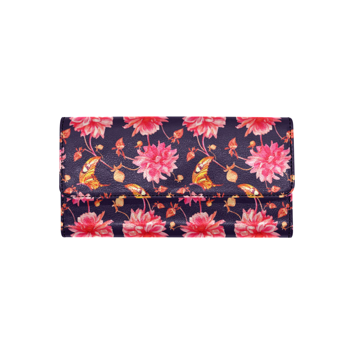 Dahlia Pattern Print Design DH03 Women's Trifold Wallet
