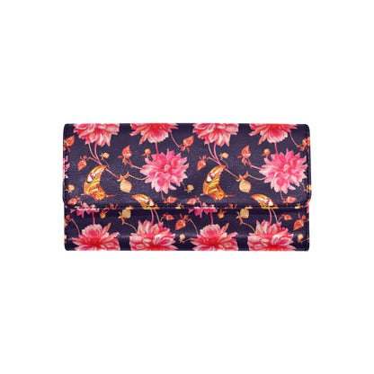 Dahlia Pattern Print Design DH03 Women's Trifold Wallet
