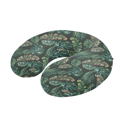 Banana Leaf Pattern Print Design 05 U-Shaped Travel Neck Pillow