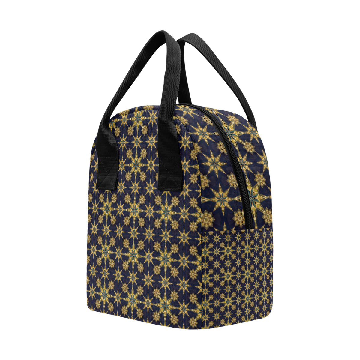 kaleidoscope Gold Print Design Insulated Lunch Bag