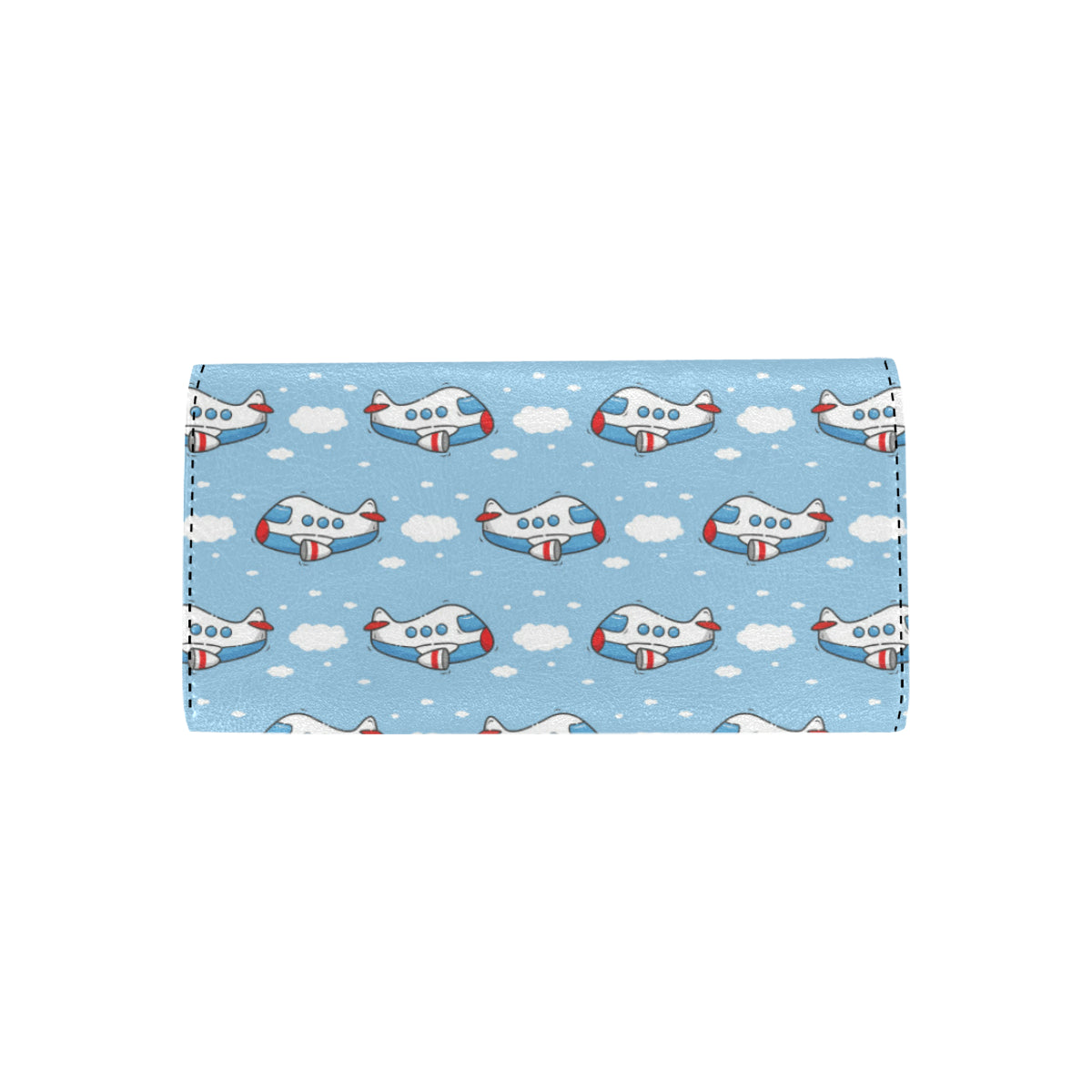 Airplane Cartoon Pattern Print Design 07 Women's Trifold Wallet