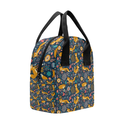 Fox Cute Jungle Print Pattern Insulated Lunch Bag