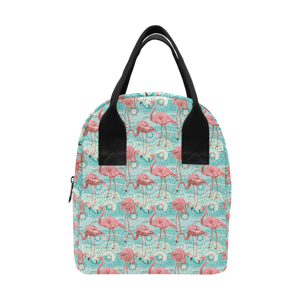 Flamingo Background Themed Print Insulated Lunch Bag