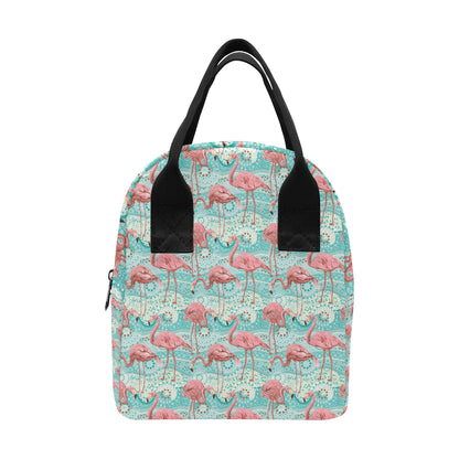 Flamingo Background Themed Print Insulated Lunch Bag