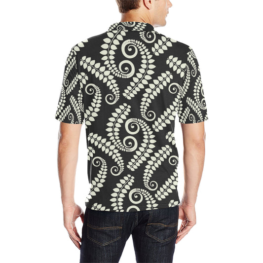 Fern Leave Print Pattern Men Polo Shirt