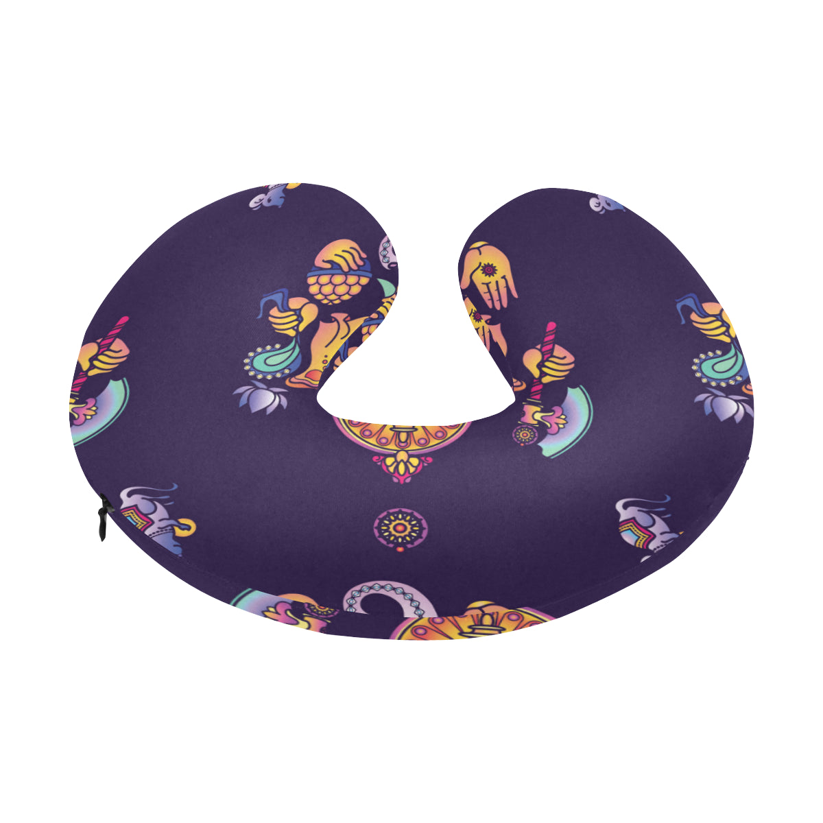 Ganesha Pattern Print Design 04 U-Shaped Travel Neck Pillow