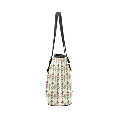 Western Cowboy Print Leather Tote Bag