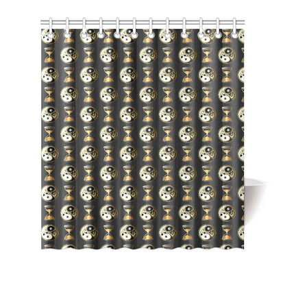 Yin Yang Skull Themed Design Print Shower Curtain