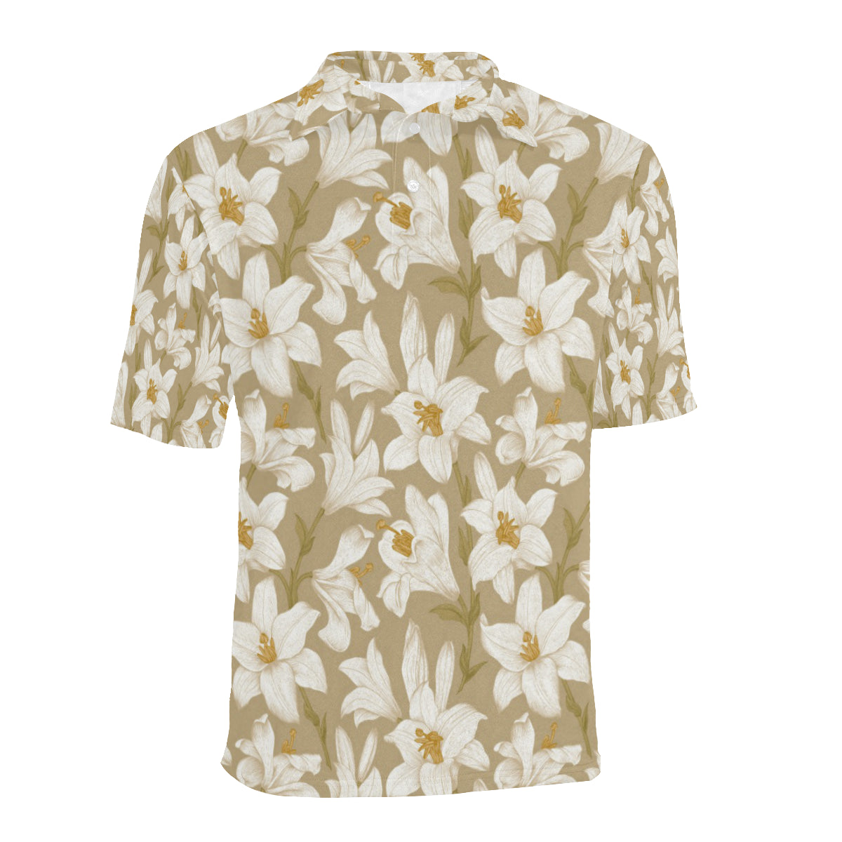 Lily Pattern Print Design LY07 Men Polo Shirt