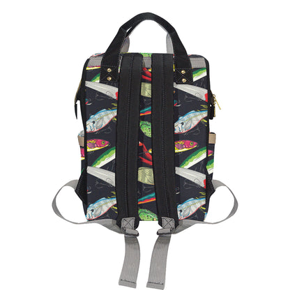 Fishing Bait Print Diaper Bag Backpack