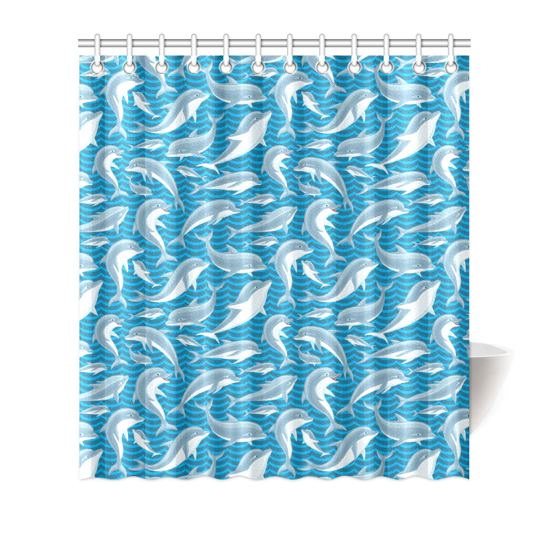 Dolphin Cute Print Pattern Shower Curtain