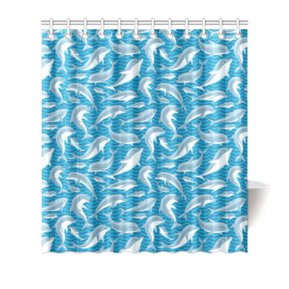 Dolphin Cute Print Pattern Shower Curtain