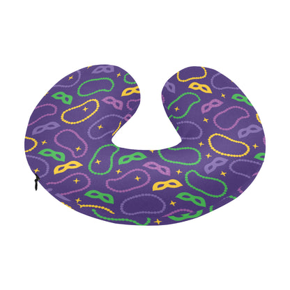 Mardi Gras Pattern Print Design 04 U-Shaped Travel Neck Pillow