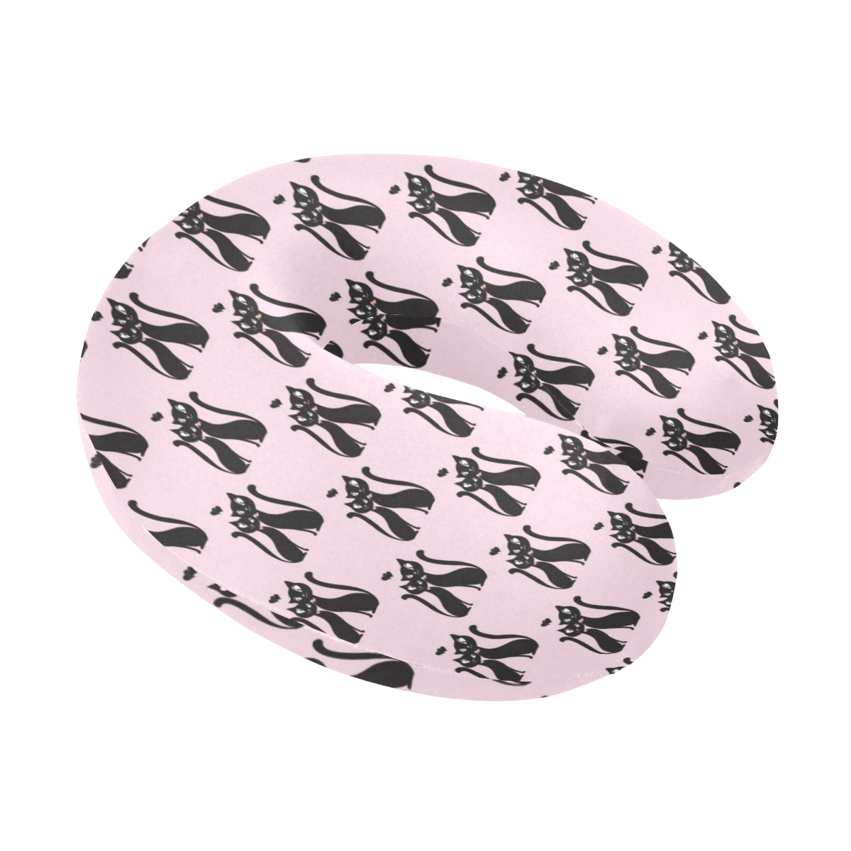 Black Cat Pattern Print Design 01 U-Shaped Travel Neck Pillow