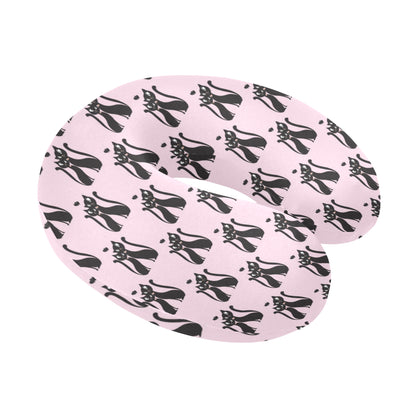 Black Cat Pattern Print Design 01 U-Shaped Travel Neck Pillow