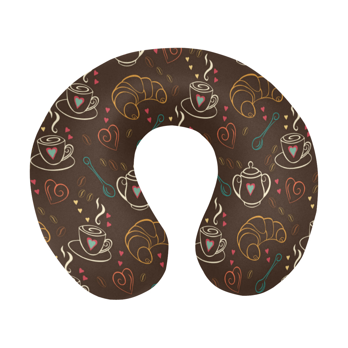 Coffee Pattern Print Design 06 U-Shaped Travel Neck Pillow
