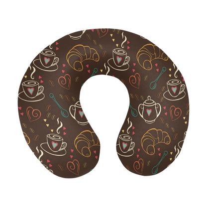 Coffee Pattern Print Design 06 U-Shaped Travel Neck Pillow