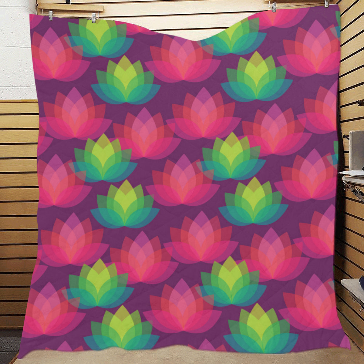 Lotus Pattern Print Design 02 Premium Quilt