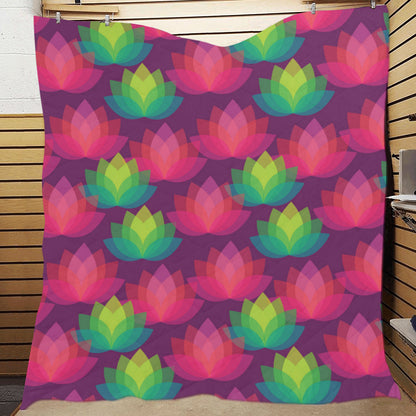 Lotus Pattern Print Design 02 Premium Quilt