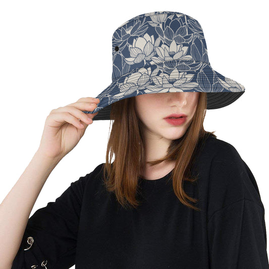 Water Lily Pattern Print Design WL04 Unisex Bucket Hat