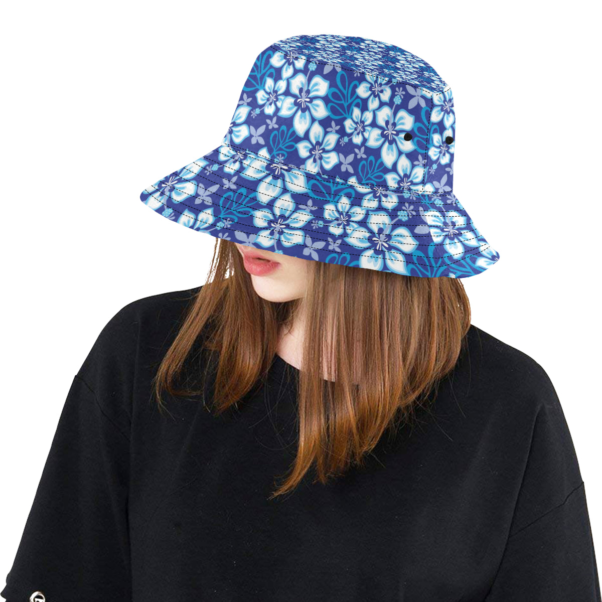 Hibiscus Pattern Print Design HB04 Unisex Bucket Hat