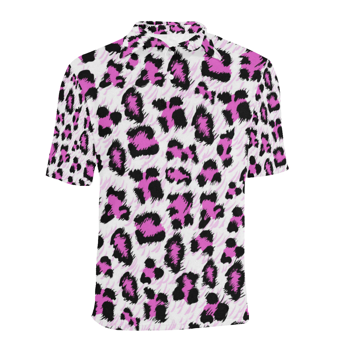Leopard Pink Skin Print Men Polo Shirt