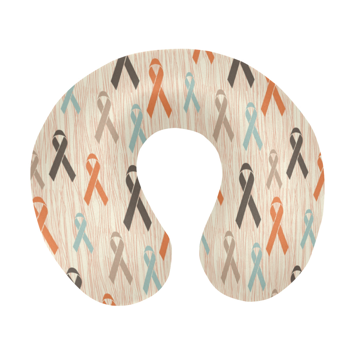 Cancer Awareness Pattern Print Design 01 U-Shaped Travel Neck Pillow