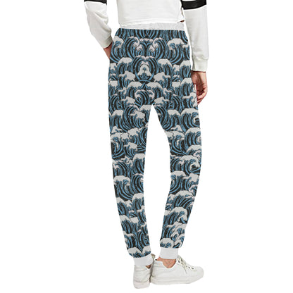 Surf Wave Pattern Print Unisex Sweatpants