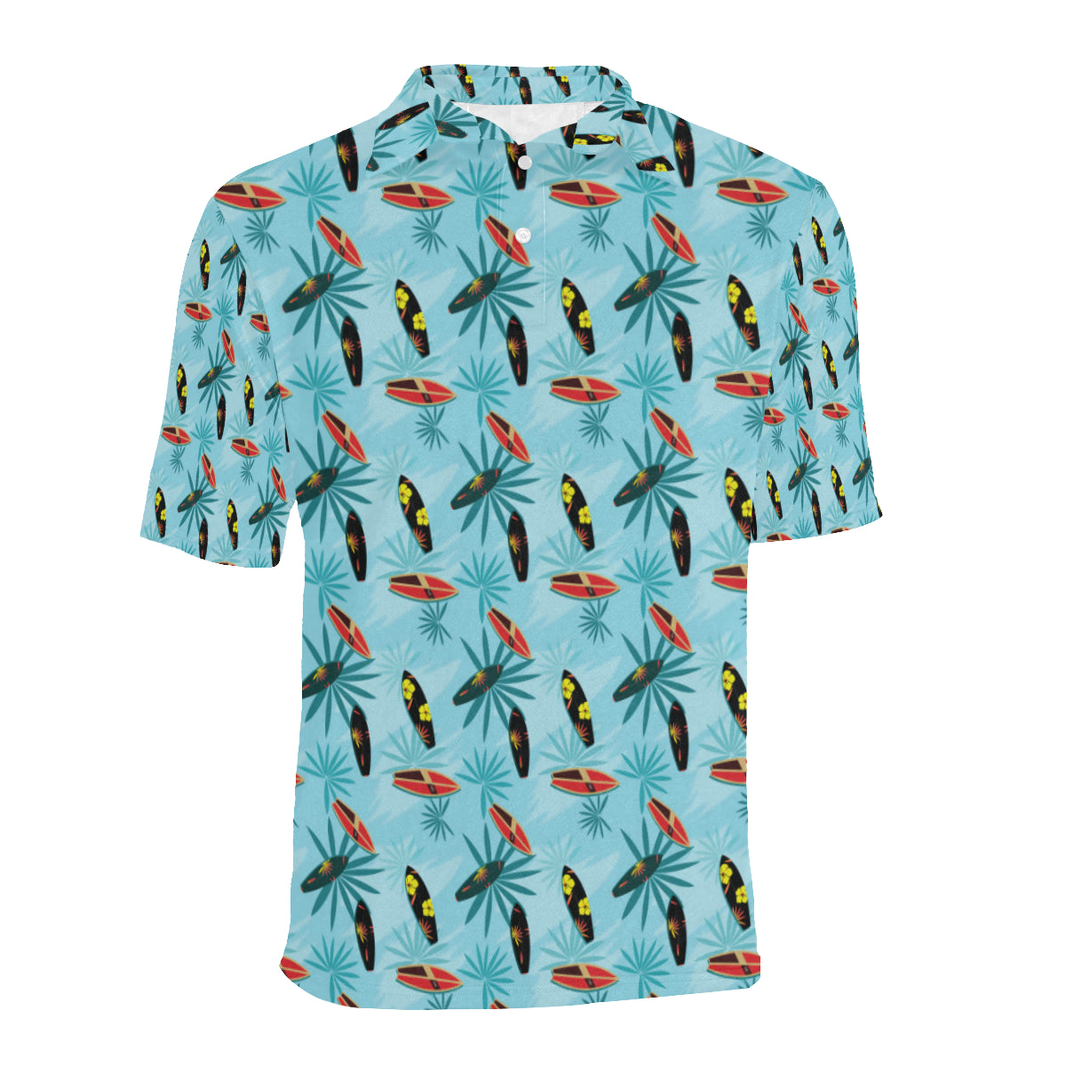 Surfboard Themed Pattern Men Polo Shirt