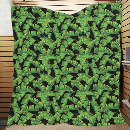 Banana Leaf Pattern Print Design 03 Premium Quilt