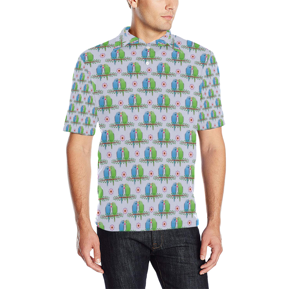 Budgerigar Pattern Print Design 05 Men Polo Shirt
