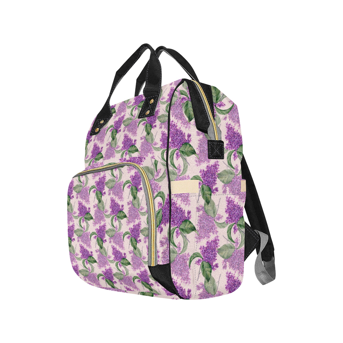 Lilac Pattern Print Design LI02 Diaper Bag Backpack