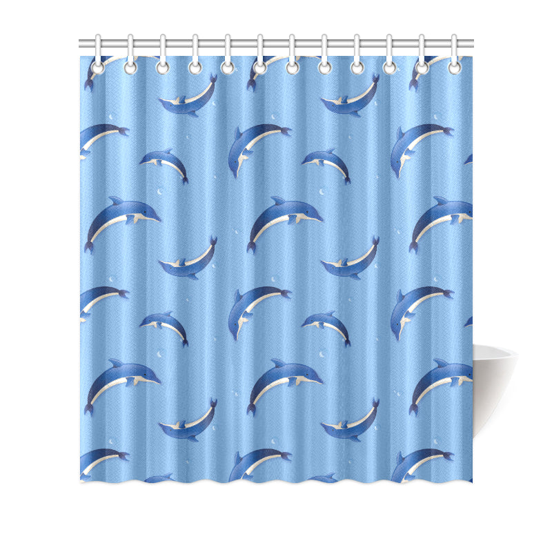 Dolphin Blue Print Shower Curtain