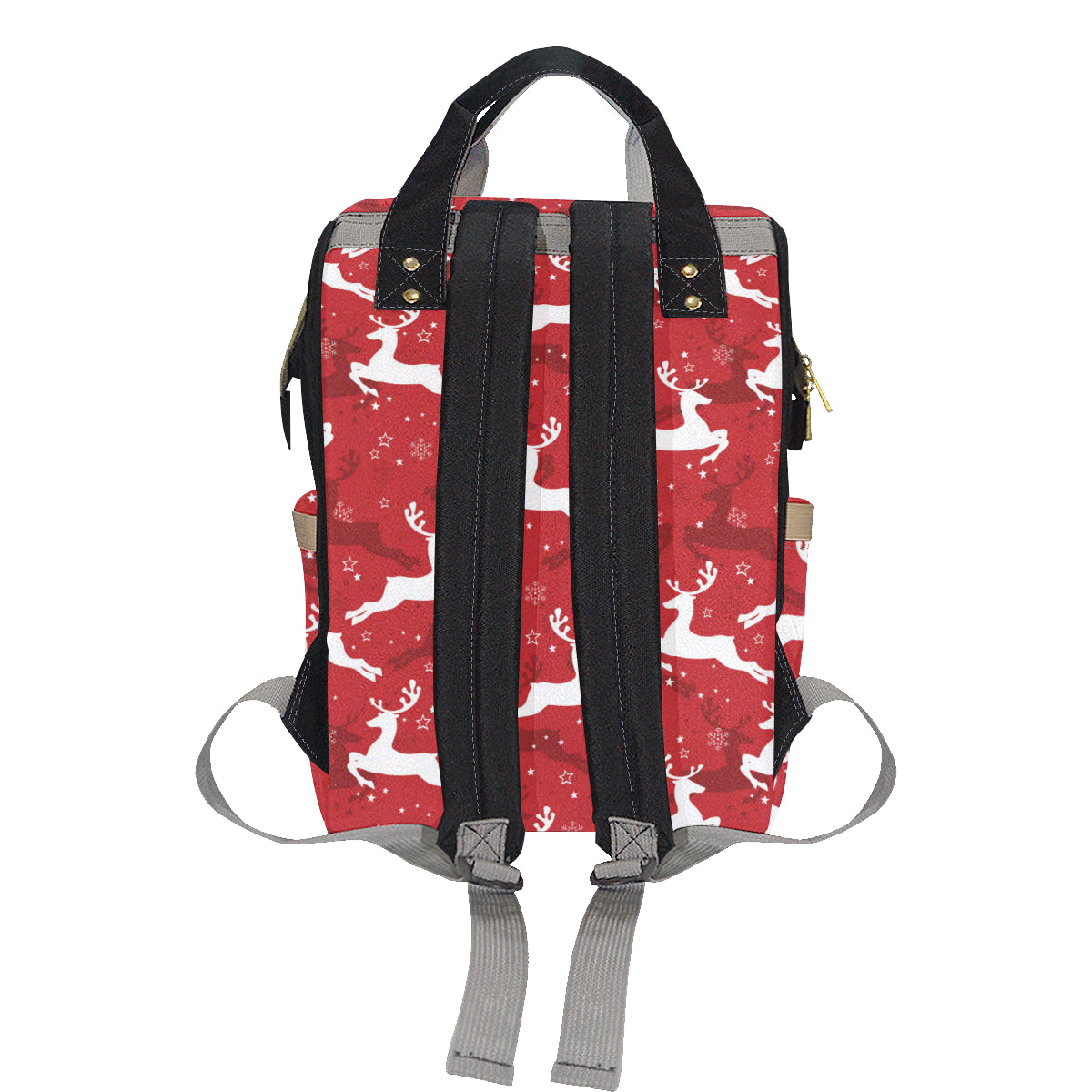 Reindeer Red Pattern Print Design 01 Diaper Bag Backpack