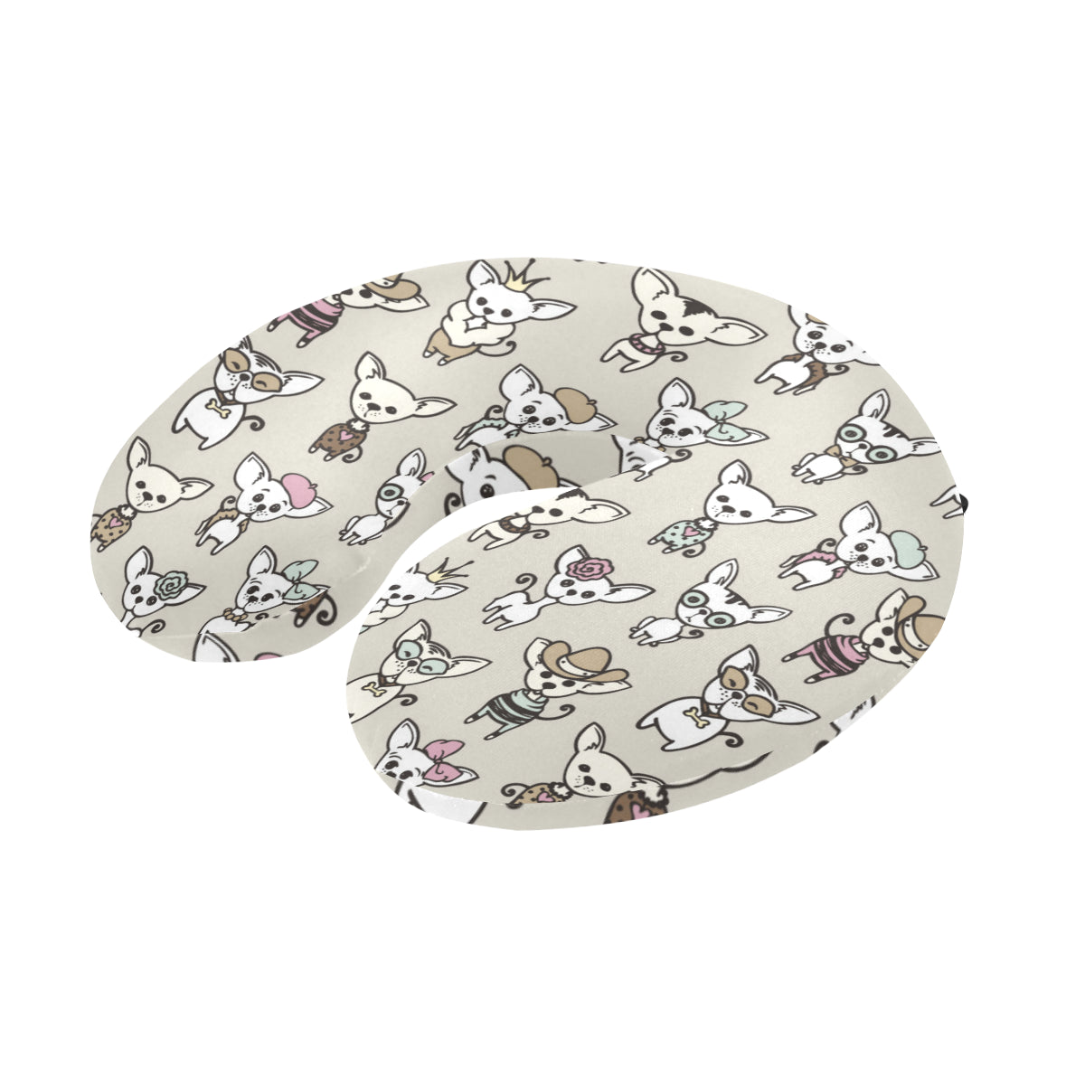 Chihuahua Pattern Print Design 02 U-Shaped Travel Neck Pillow