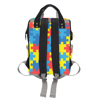 Autism Awareness Puzzles Design Print Diaper Bag Backpack