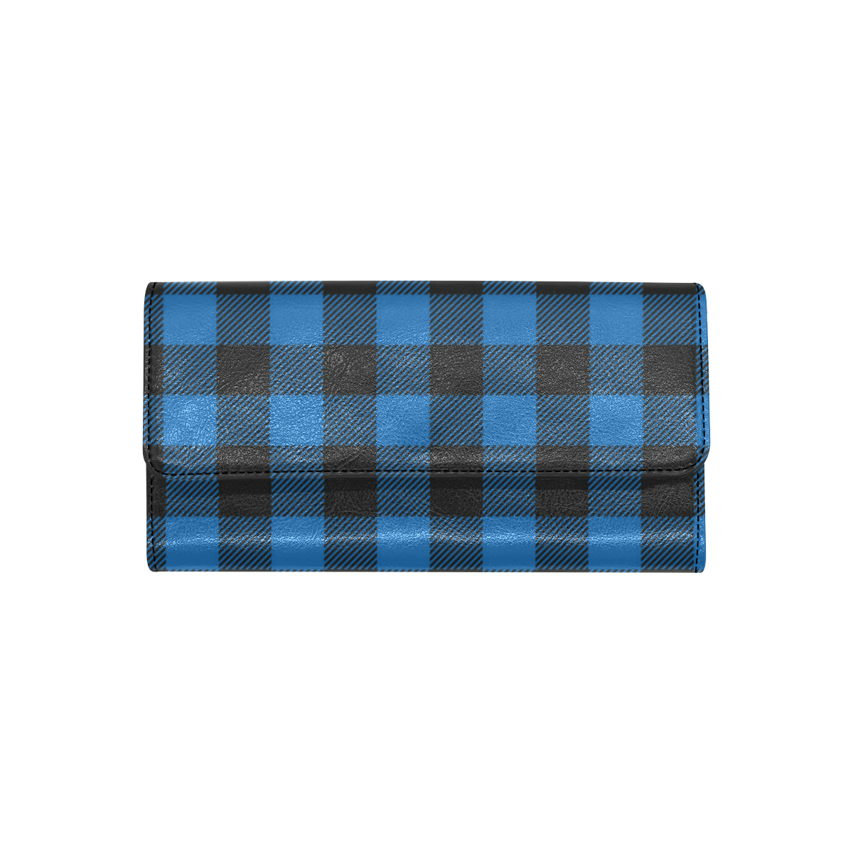 Buffalo check Blue Pattern Print Design 03 Women's Trifold Wallet