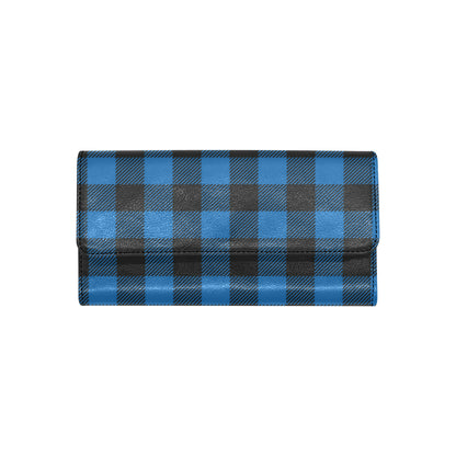 Buffalo check Blue Pattern Print Design 03 Women's Trifold Wallet