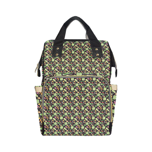 Vegan Draw Themed Design Print Diaper Bag Backpack