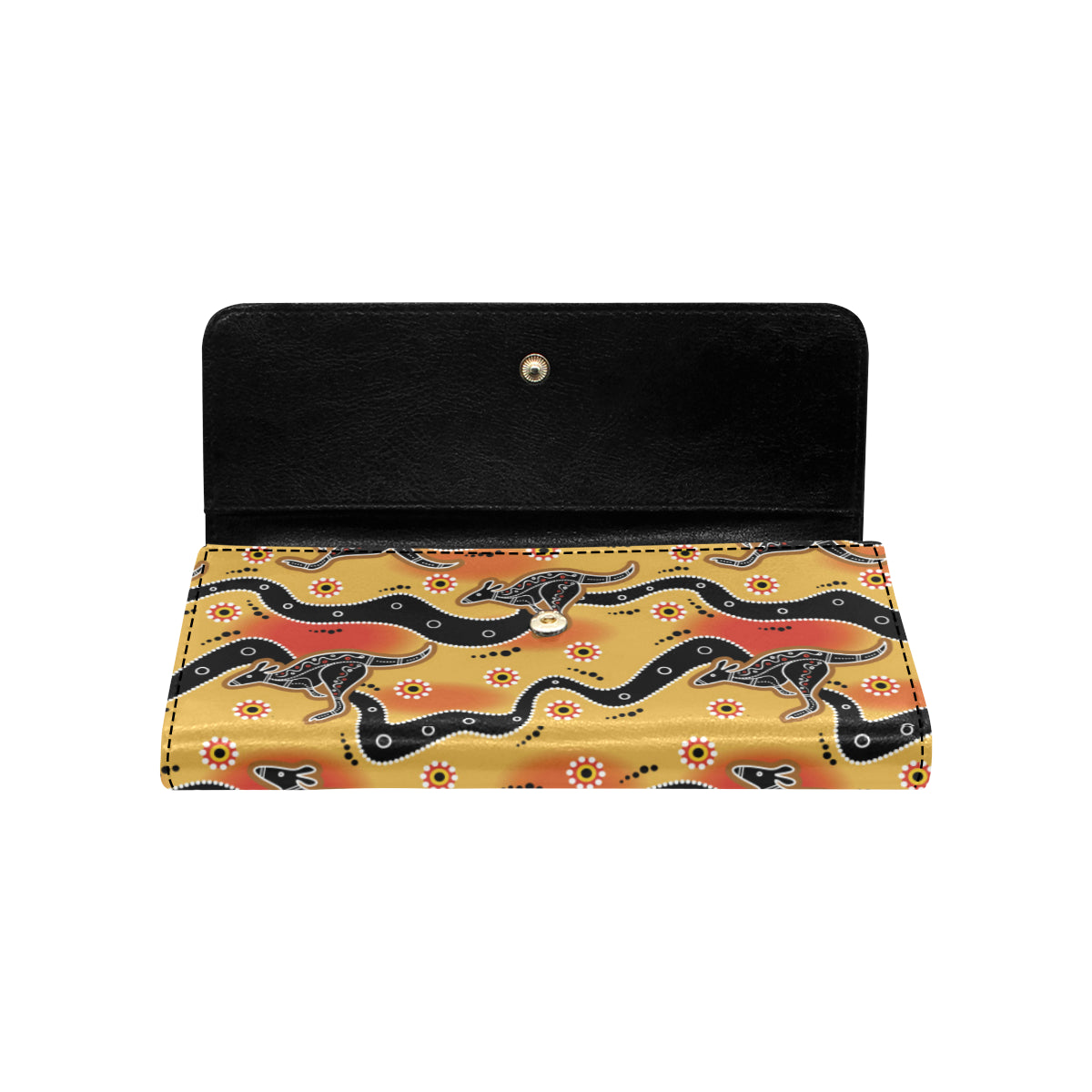 Kangaroos Aboriginal  Pattern Print Design 06 Women's Trifold Wallet