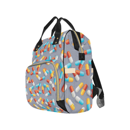 Pill Pattern Print Design A01 Diaper Bag Backpack