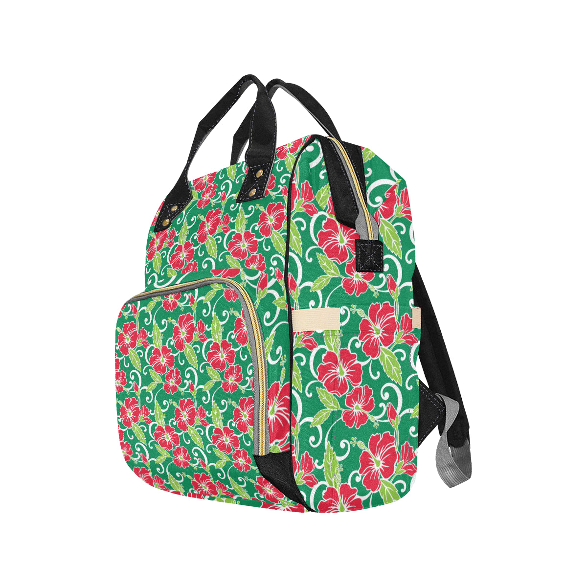 Red Hibiscus Pattern Print Design HB019 Diaper Bag Backpack