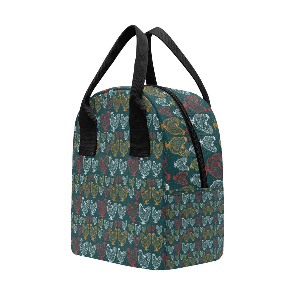 Rooster Hand Draw Design Insulated Lunch Bag