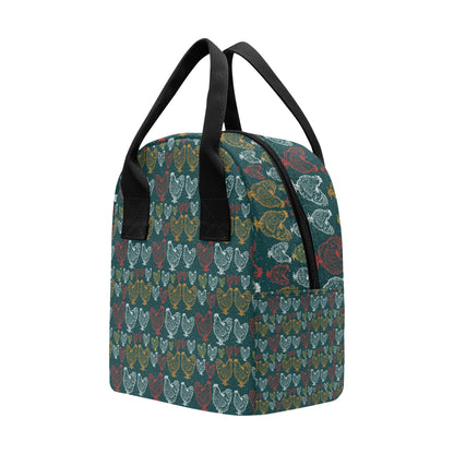 Rooster Hand Draw Design Insulated Lunch Bag