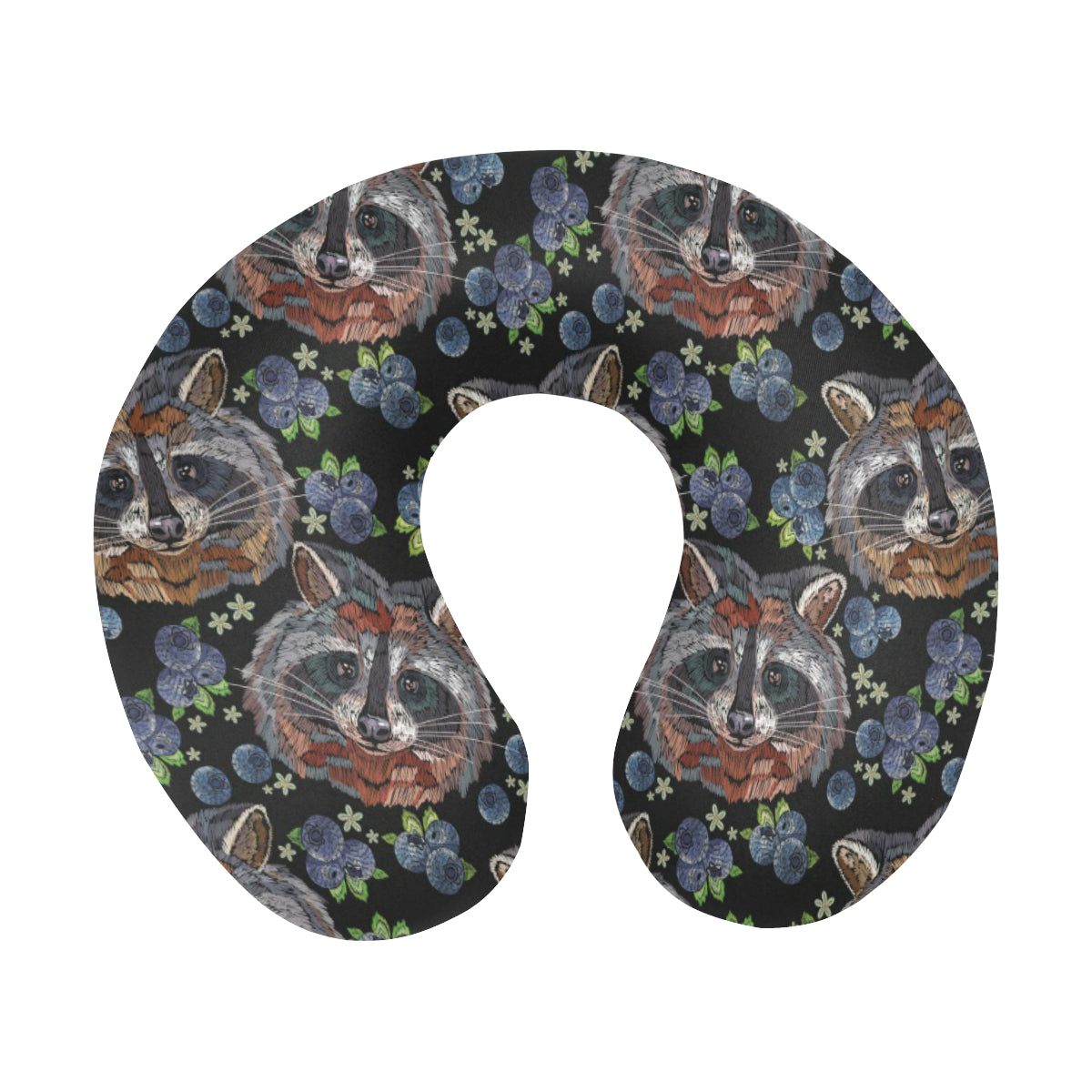 Raccoon Pattern Print Design A03 U-Shaped Travel Neck Pillow